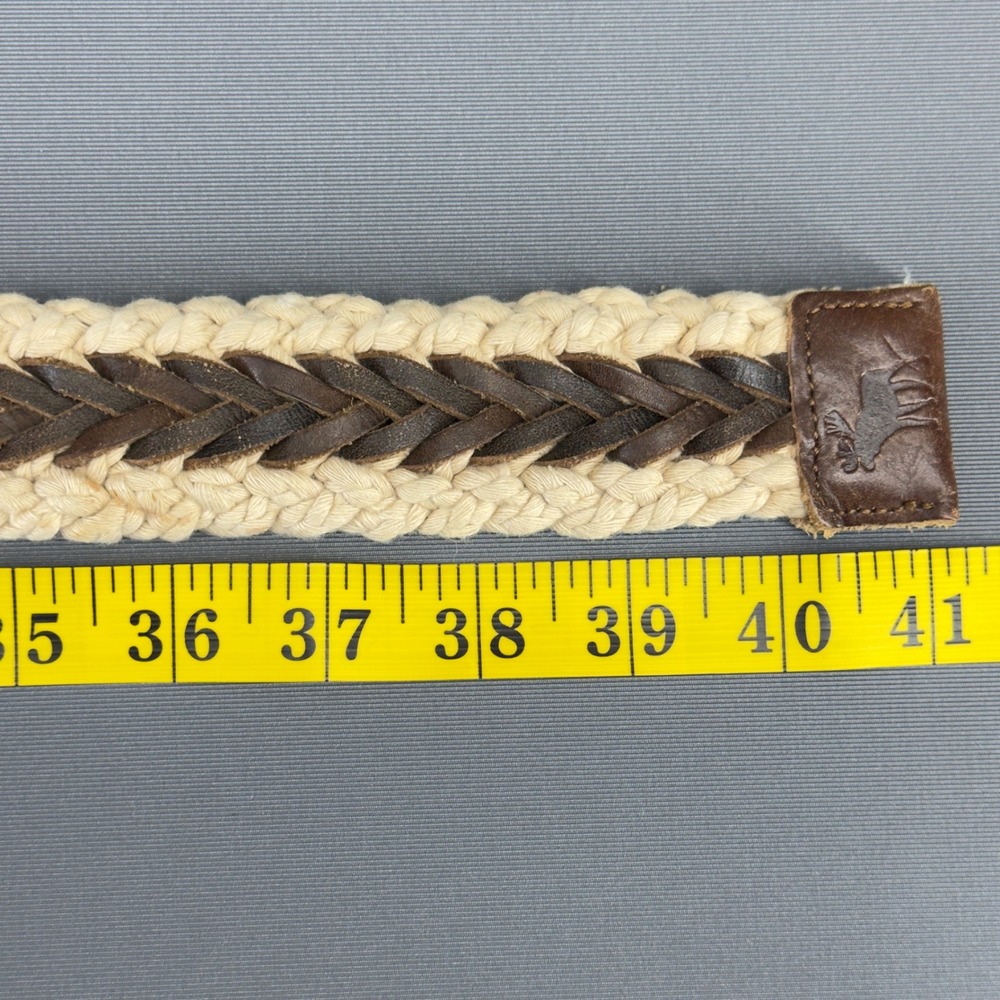 Abercrombie & Fitch Mens Woven Rope and Leather Belt L XL Brown Buckle‎ Casual - Picture 5 of 6